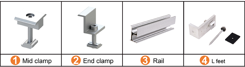 soalr clamps and rail for solar roof installation