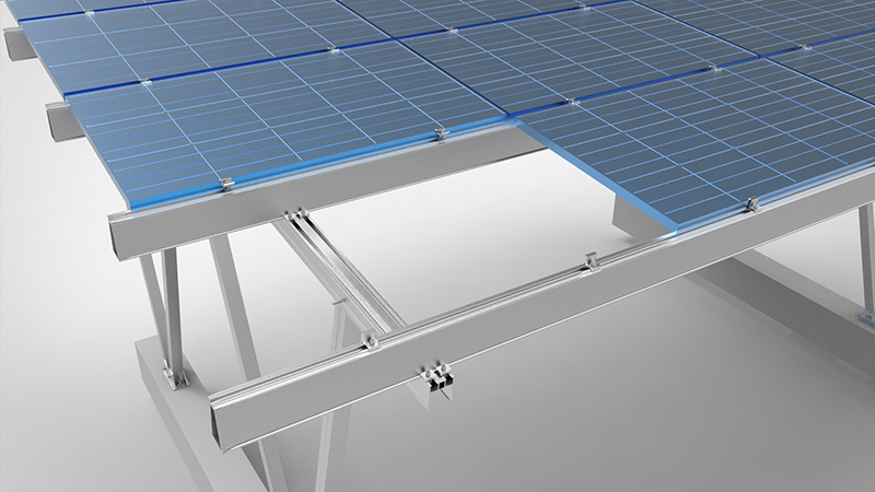solar panel carport rail support piles clamps
