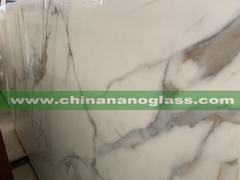 High Quality New Polished Calacatta Gold Nano Glass Slabs factory price