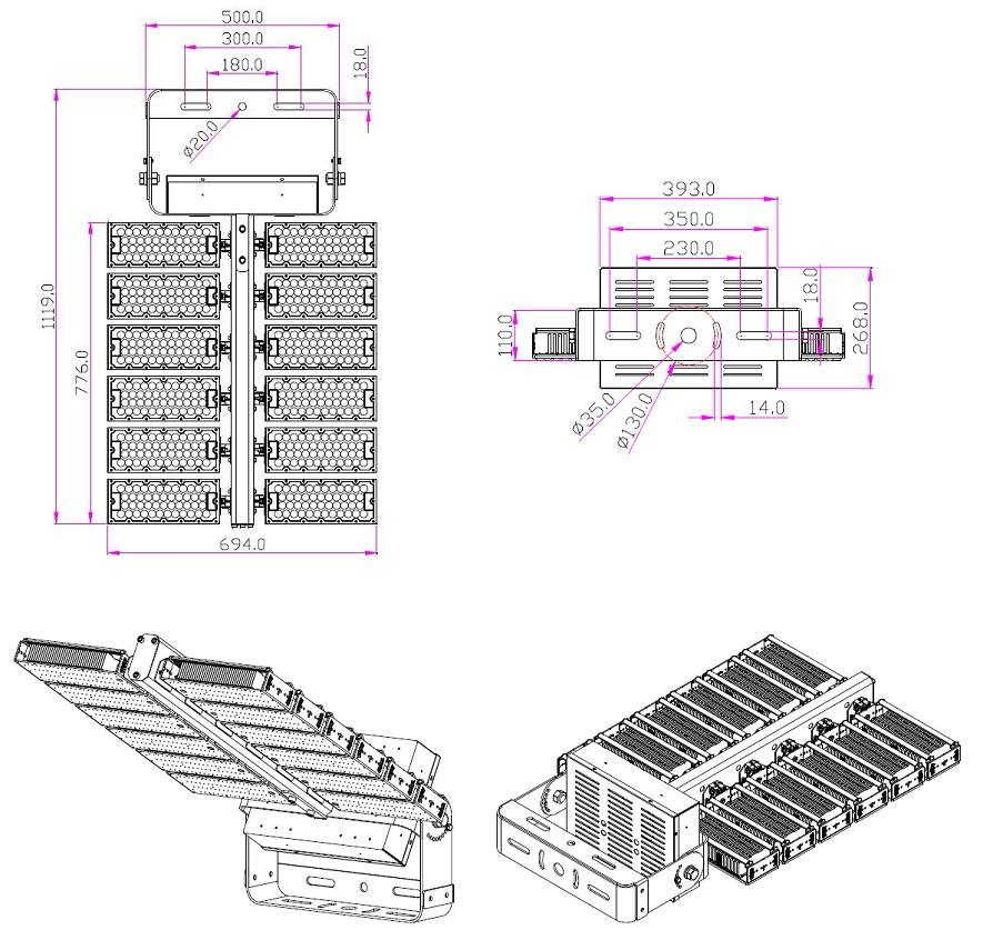 1440w 1500W High Mast Lighting Specifications