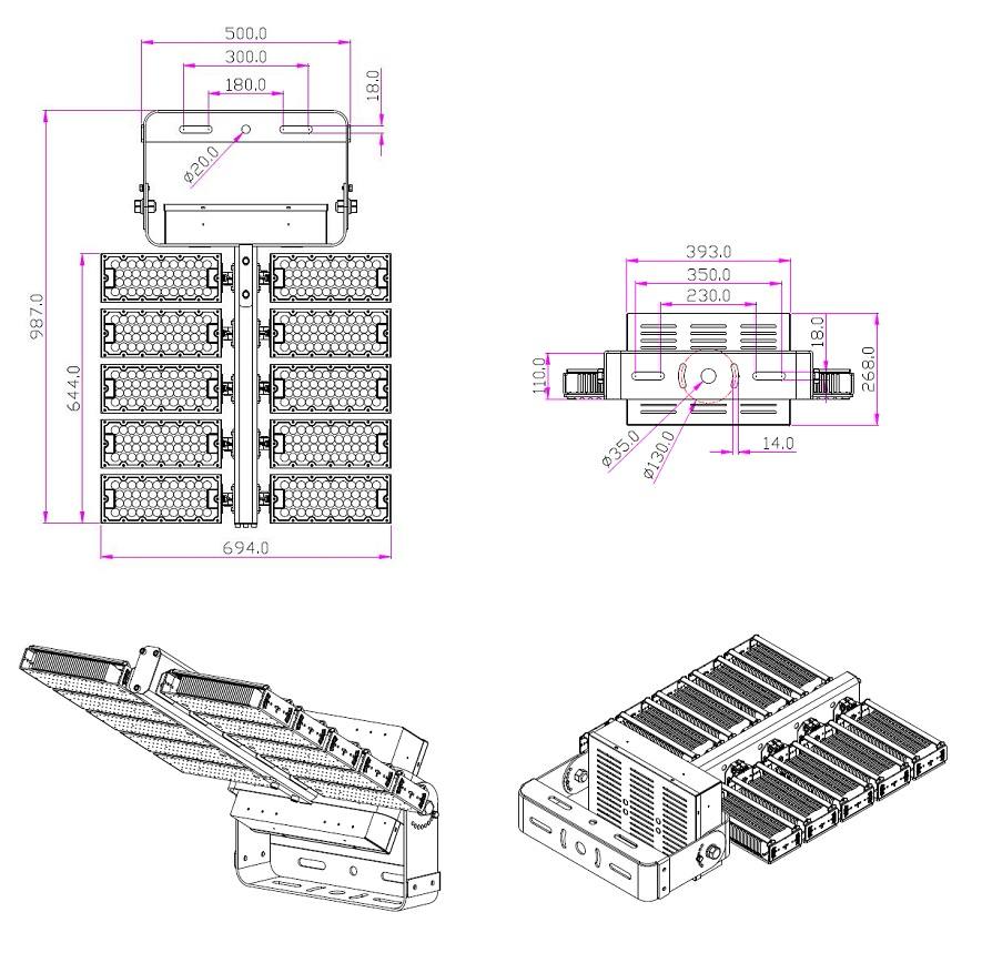 CE LED High Mast Lighting Size