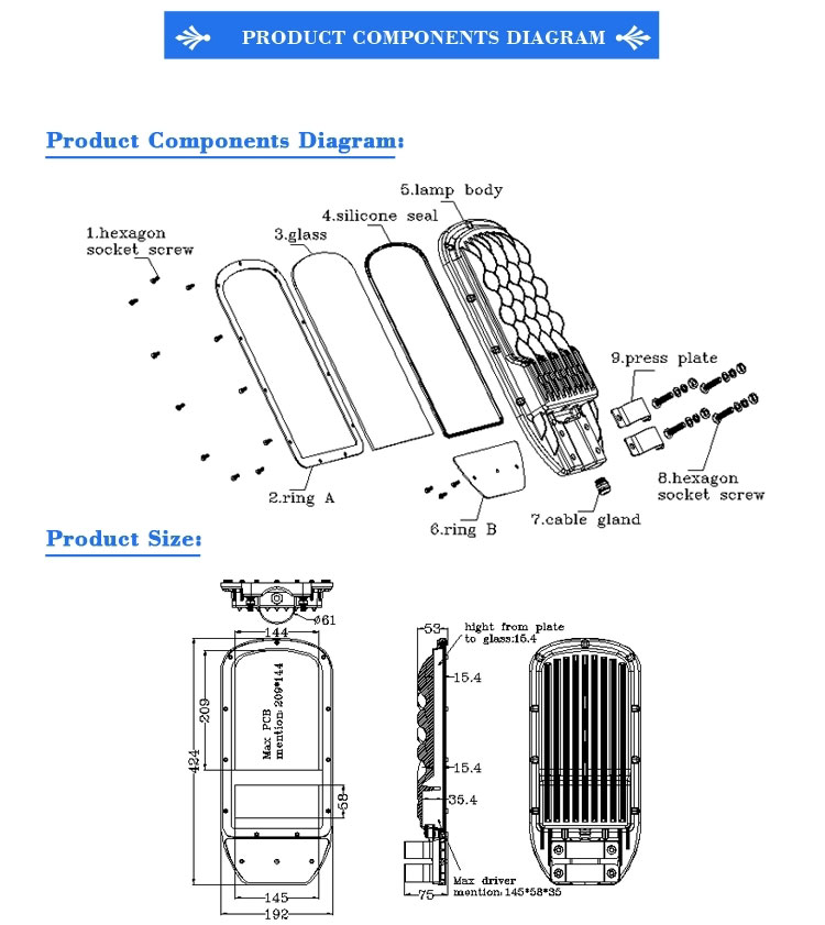 Street Light Housing Size