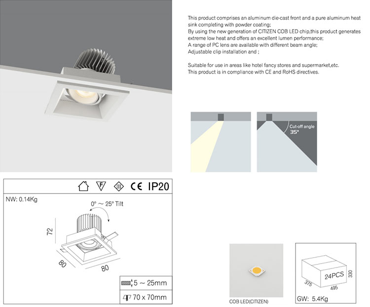 Modern 7w Recessed LED Lights