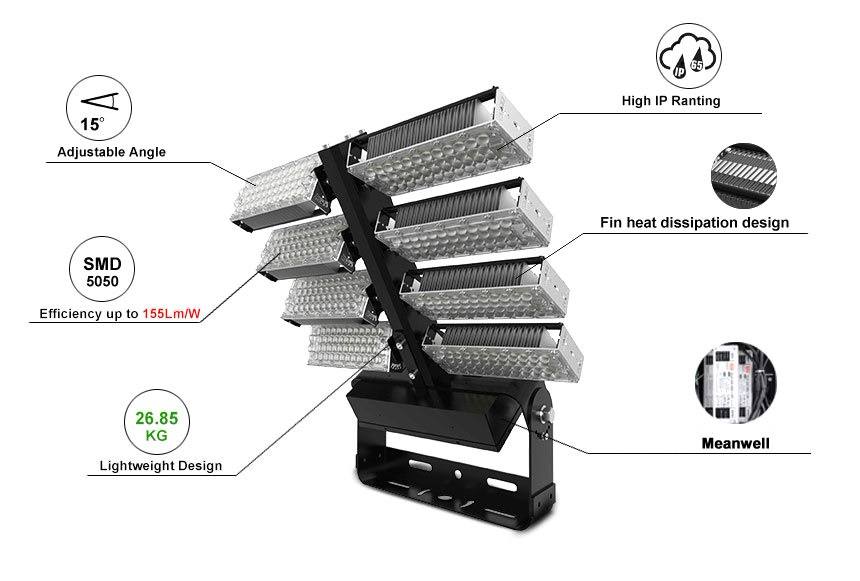 800W 960W 1000W New Flood Light High Adjustable Mast Lighting