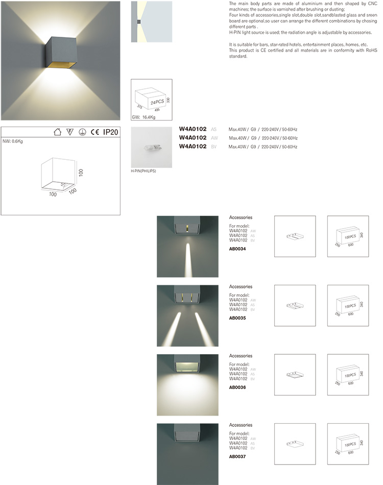 220V G9 Indoor Wall Lamps