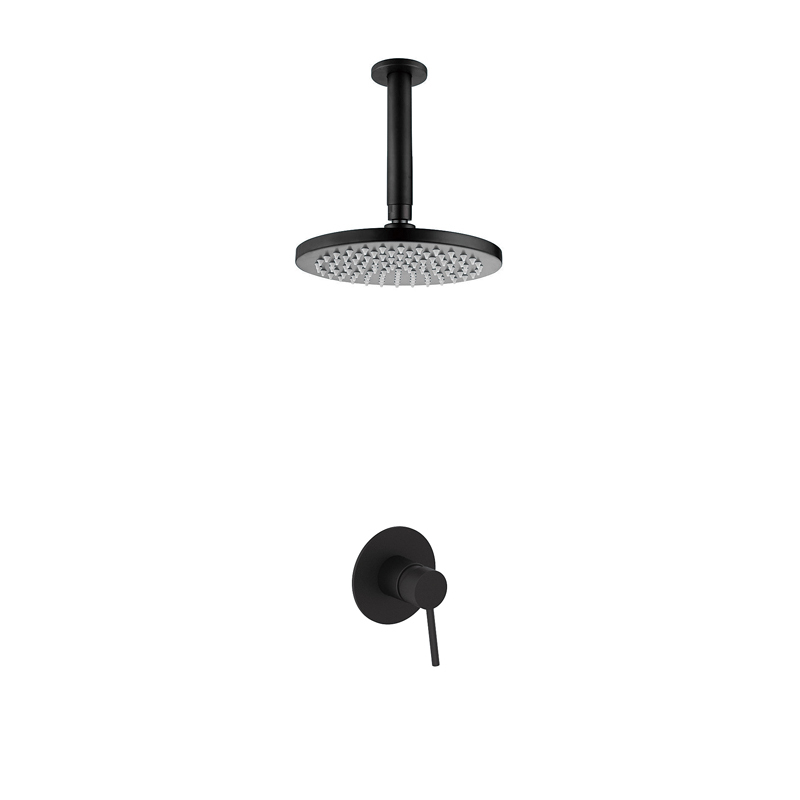 round concealed brass bathroom shower mixer_ceiling_round_concealed_shower_mixer_matt_black_Unterputz Duschsystem_Regendoucheset Inbouw Muur_NEUNAS_02134