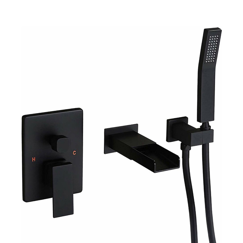 matt_black_wall_mounted_brass_bathroom_bath_taps_set_Badewannenarmaturen_Badkraan_NEUNAS_11252B