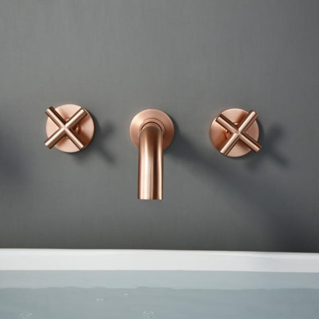 solid brass wall mounted ROSE GOLD mixer basin taps bathroom NEUNAS RG-1