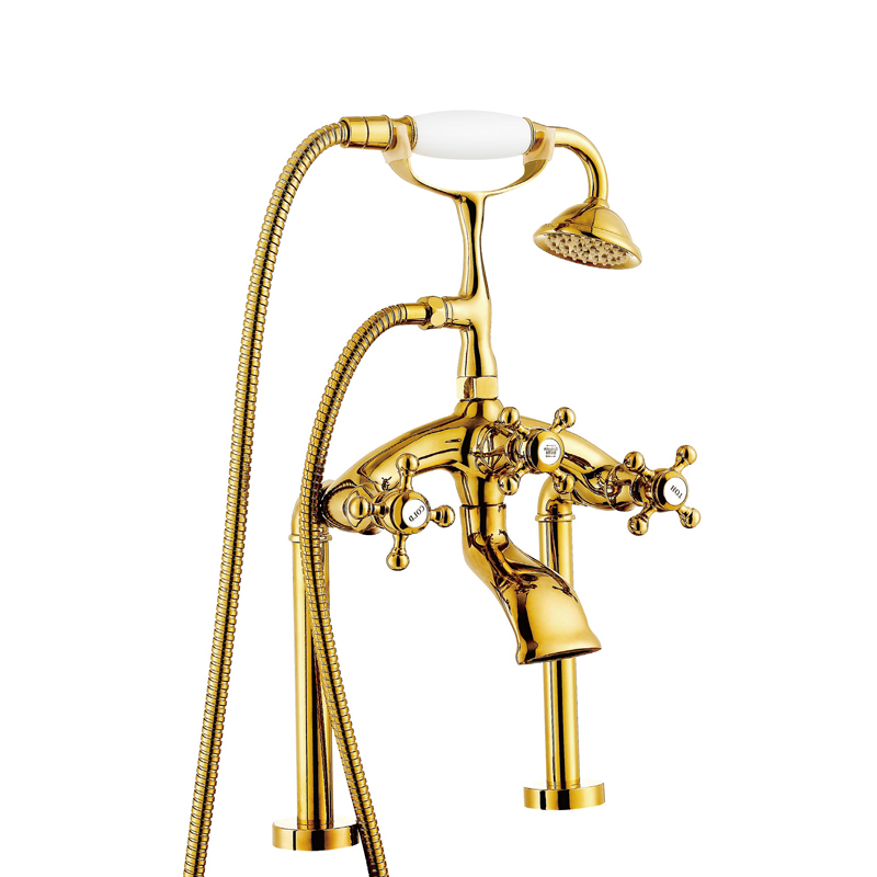 bathtub mounted bathroom bath taps_classical_gold__brass_bathtub_rim_mounted_freestanding_taps_standarmatur_Badkraan Vrijstaand_NEUNAS_16229G