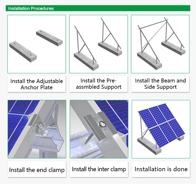 Flat Roof Small Concrete Ballast MRac Ground Solar PV Mounting System