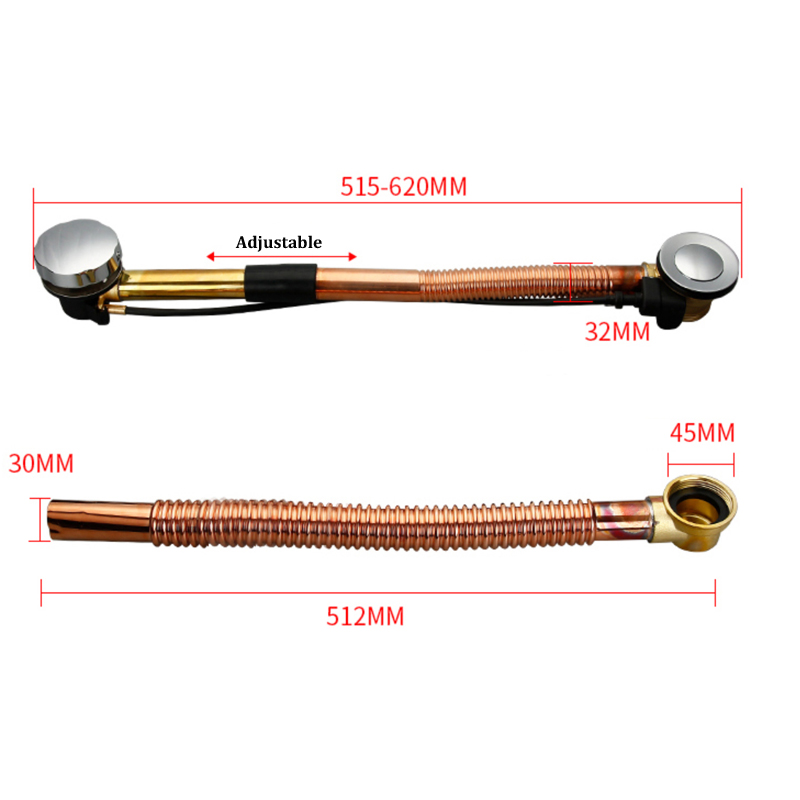Brass Clawfoot Drain With Overflow Bathtub Drain Pop Up Wastes Bath Filler Waste NEUNAS BC1803-01
