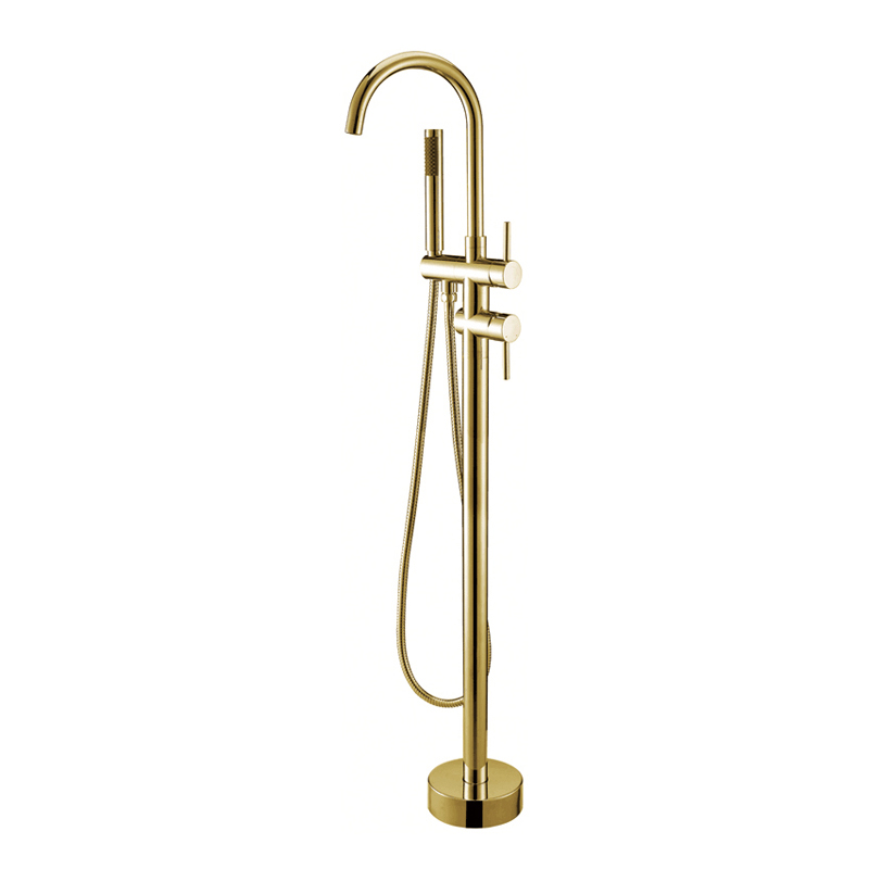 bathroom_gold_color_brass_bathtub_floor_mounted_freestanding_bath_taps_standarmatur_Badkraan Vrijstaand_NEUNAS_62116G