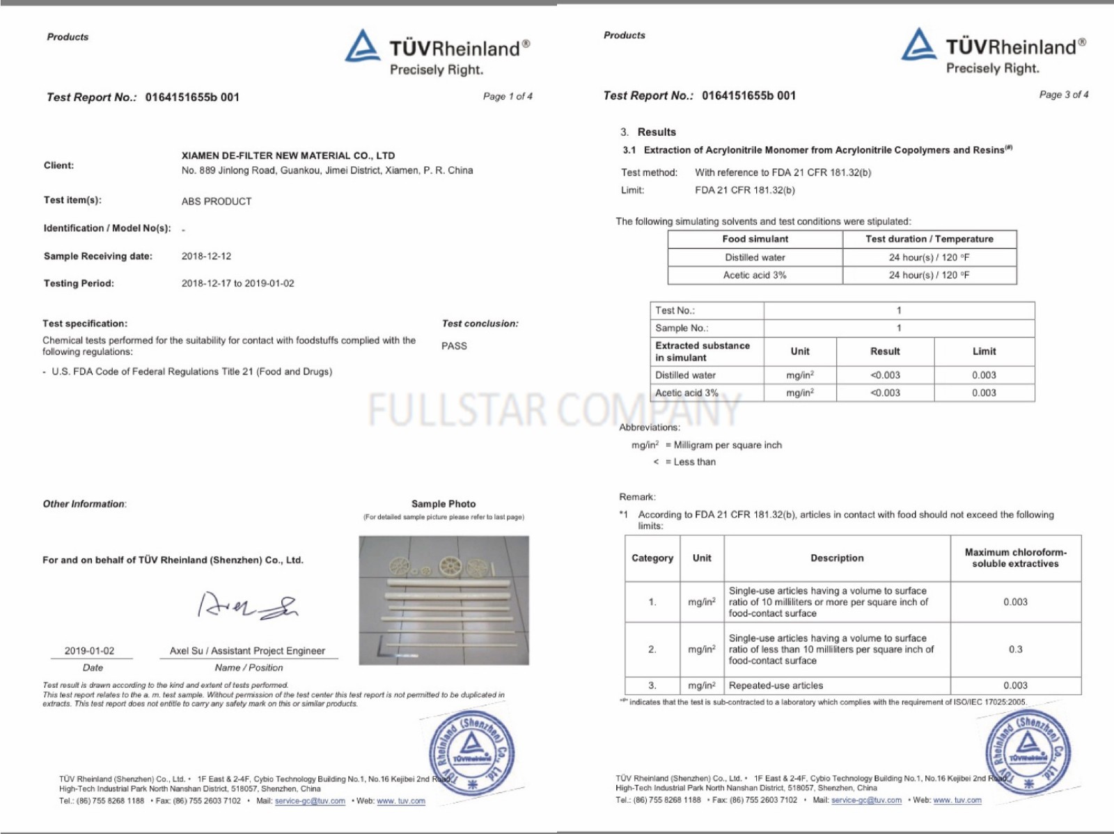 FDA certifications two 