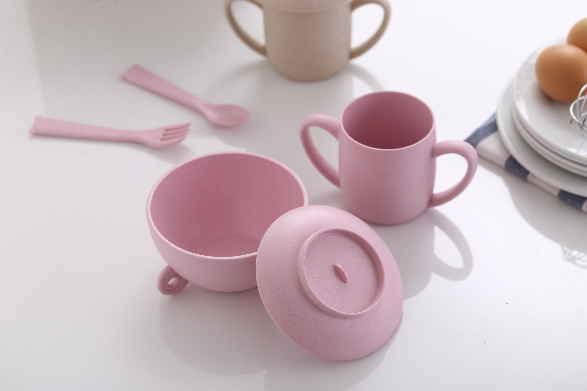Wheat straw children tableware cup set Wheat straw children tableware cup set