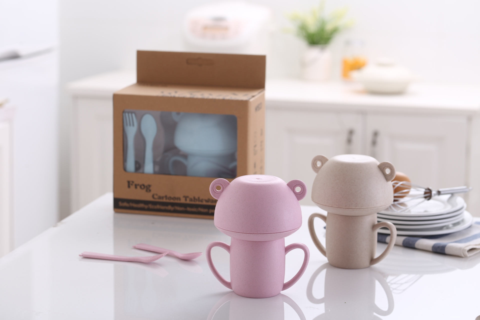 Wheat straw children tableware cup set Wheat straw children tableware cup set