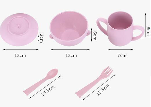 Wheat straw children tableware cup set