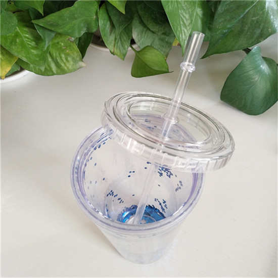 Double-layer sequin straw cup