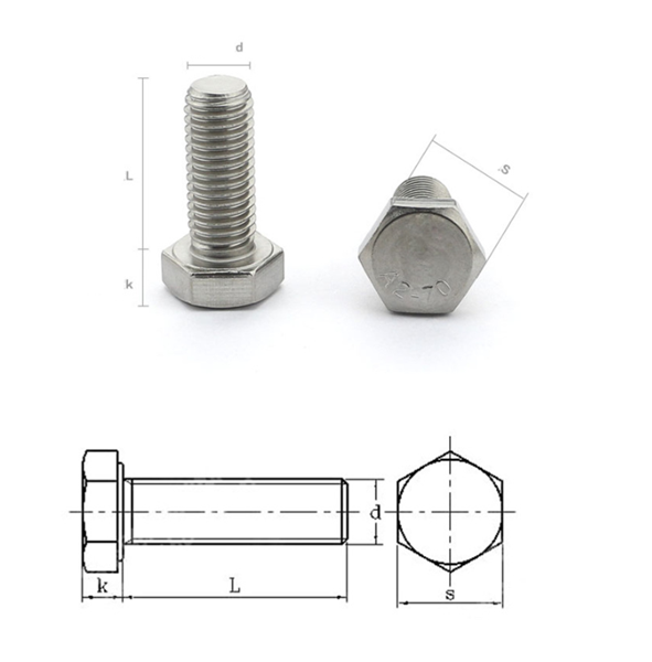 201 stainless steel outer hexagon bolts
