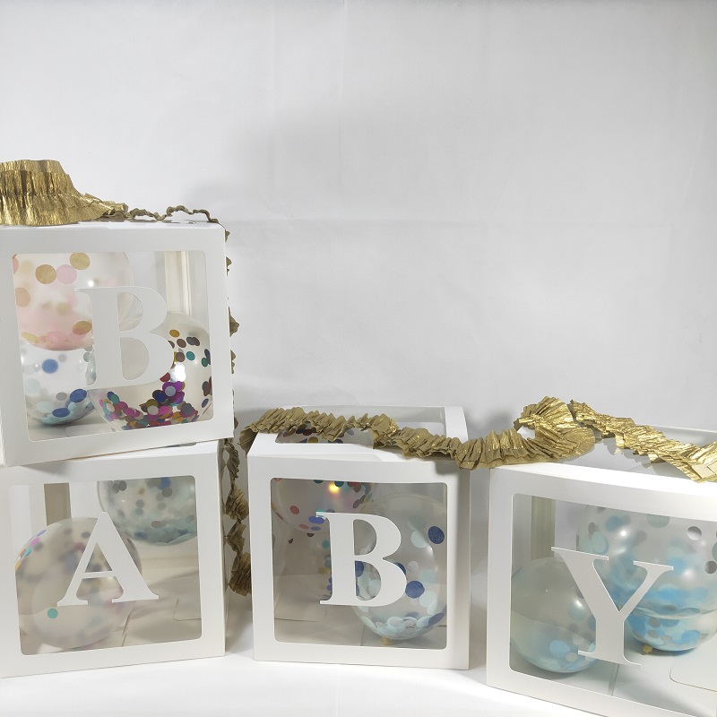 baby shower balloon box decor