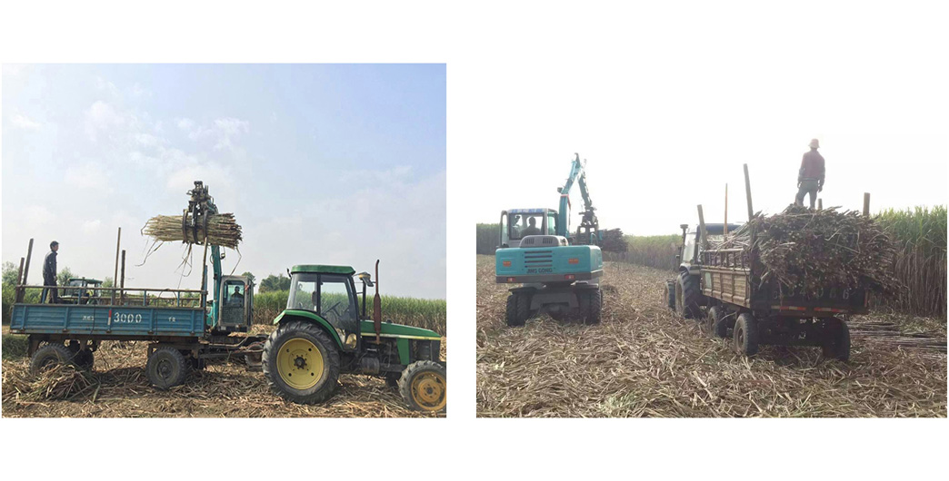 JingGong wheel excavator with sugarcane grapple