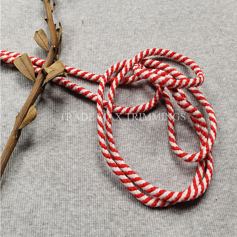 Red and white braided rope