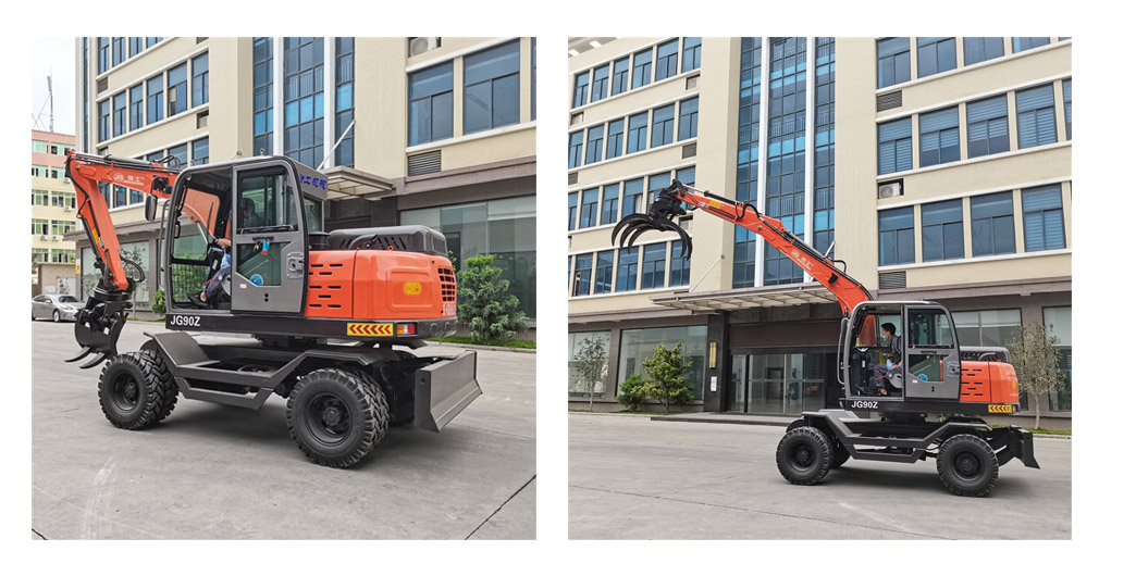 wheeled excavator with sugarcane harvest grapple of JingGong manufacturer in China wheeled excavator with sugarcane harvest grapple of JingGong manufacturer in China