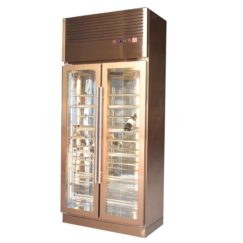 Glass wine display freezer