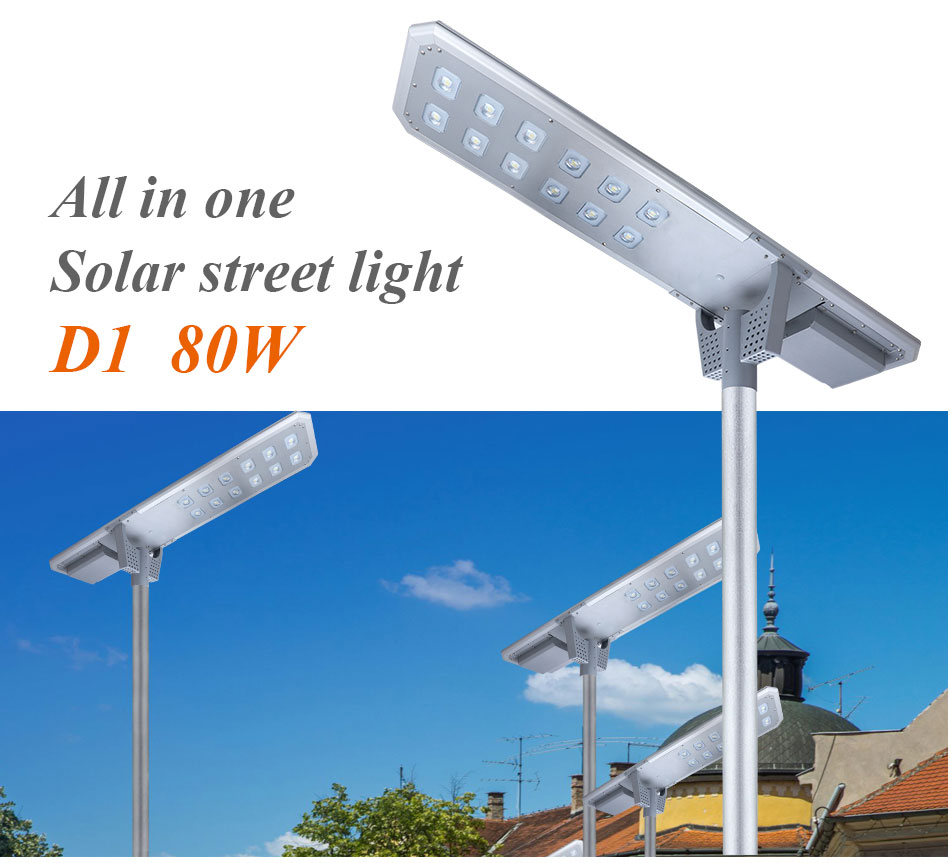 High Quality Outdoor Ip65 All In One Battery Power 60w Solar Led Street Light