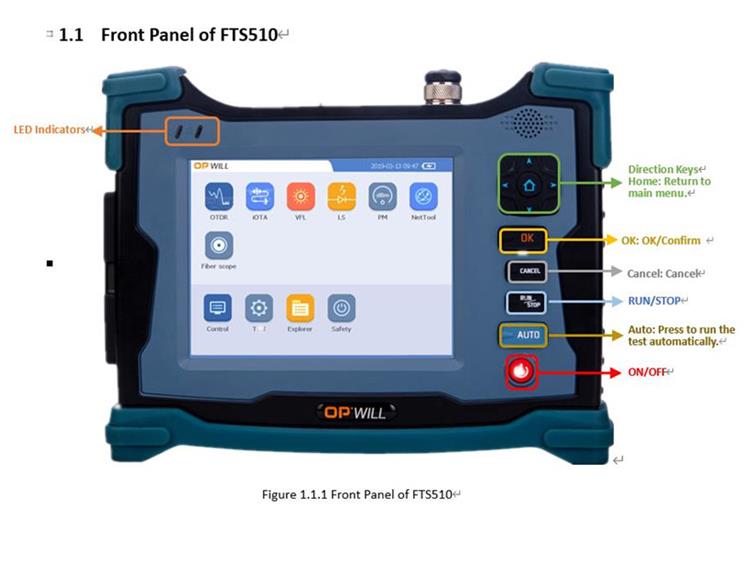 Touch Screen Fiber Optic OTDR