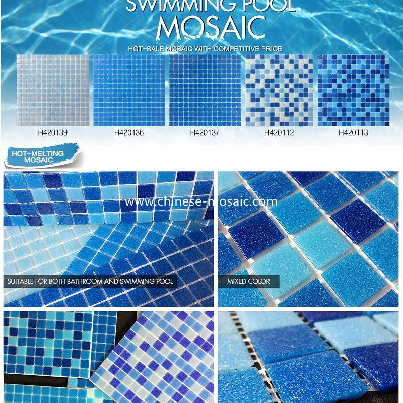 blue mix glass mosaic tile