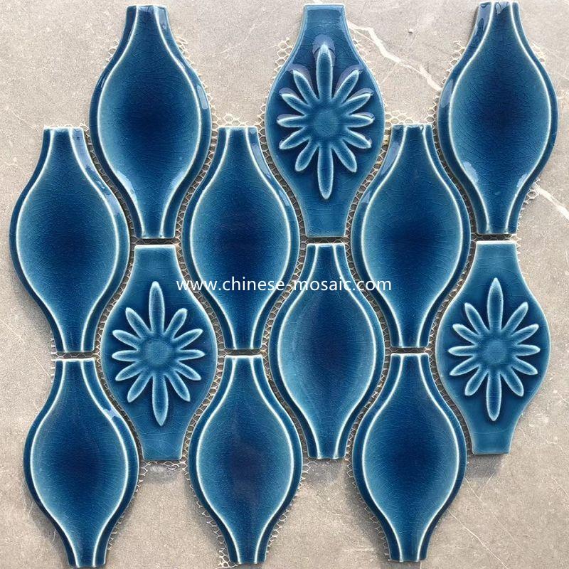 new design oval shape swimming pool mosaic tile 