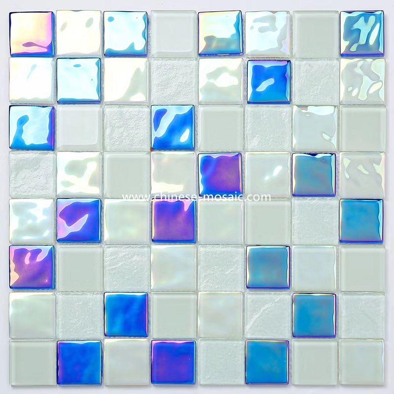 iridescent glass mosaic for bathroom 