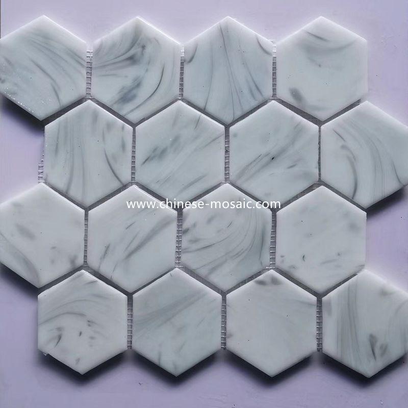 hexagon shape marble like glass mosaic tile hexagon shape marble like glass mosaic tile