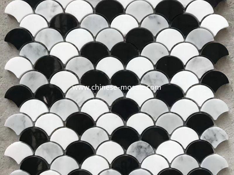 black mix white marble mosaic 