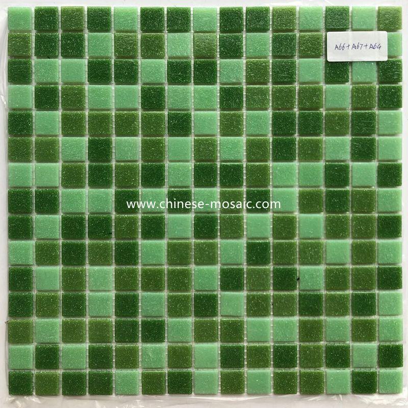 Green mix design glass mosaic tile 