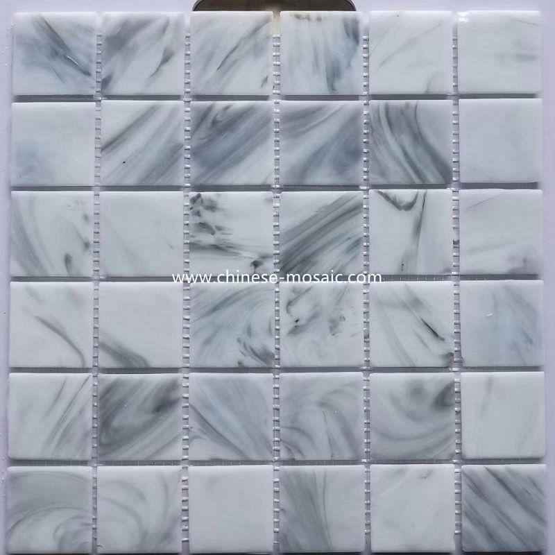 48x48mm marble vein glass mosaic tile 