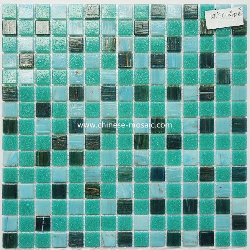 Green color glass mosaic tile for wall backsplash