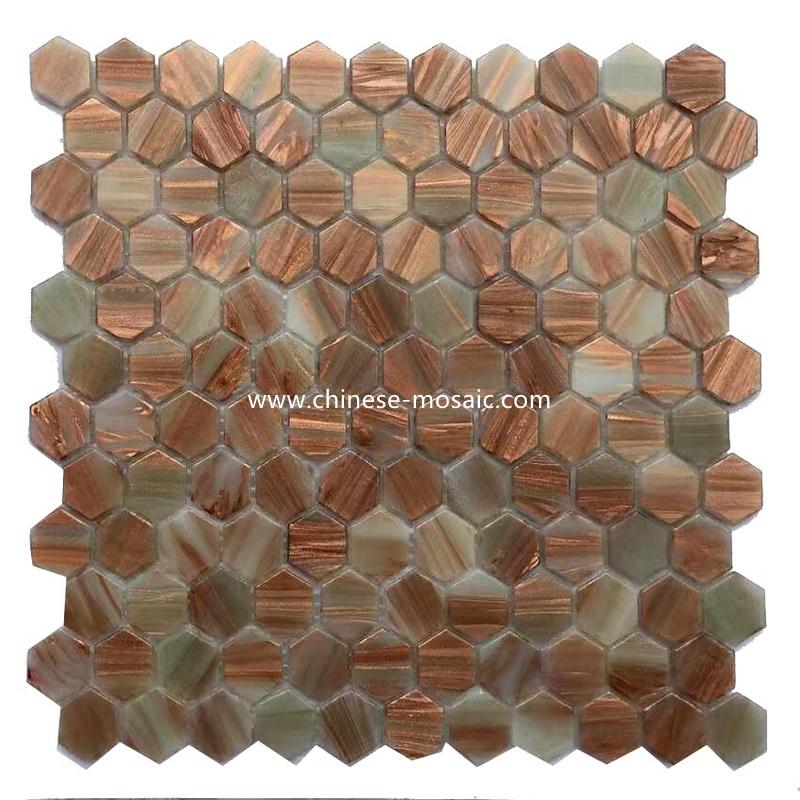 hexagon shape glass mosaic tile
