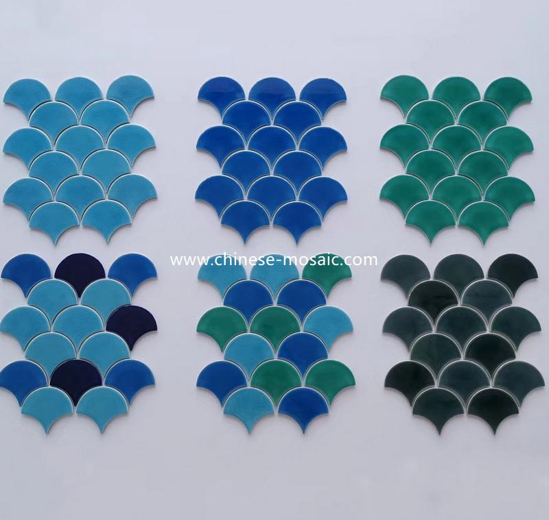 ceramic mosaic tile in sector shape