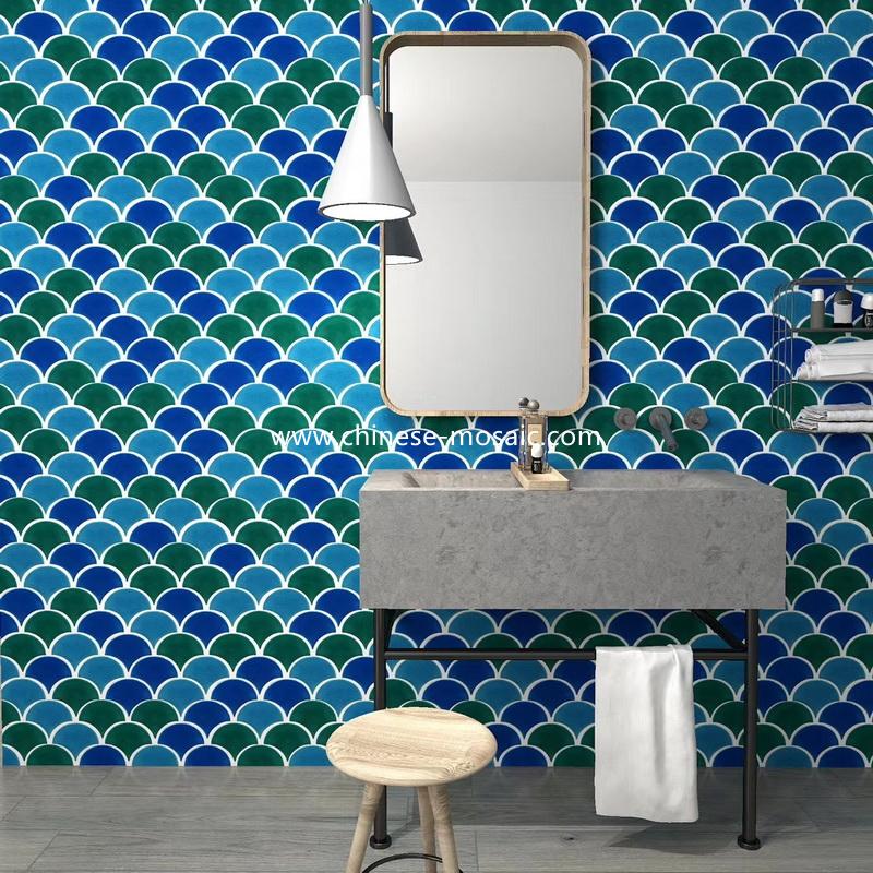 sector shape ceramic mosaic tile for bathroom wall