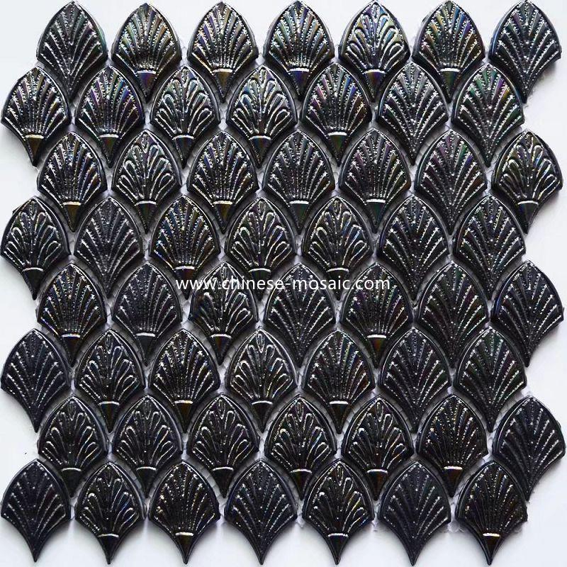 iridescent color glass mosaic tile in sector shape iridescent color glass mosaic tile in sector shape