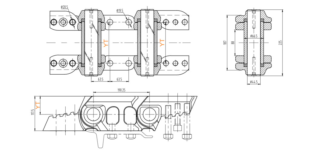 Drawing of TD15 Track Link Drawing of TD15 Track Link