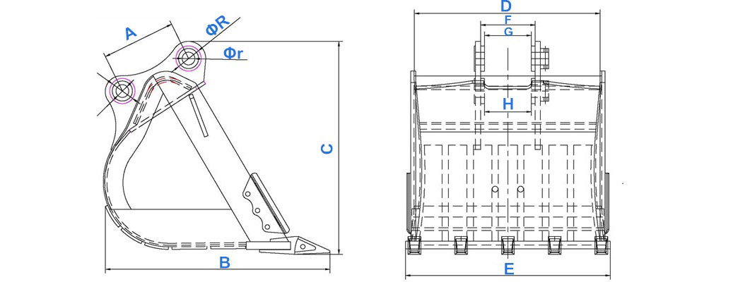 Excavator Bucket Dimensions