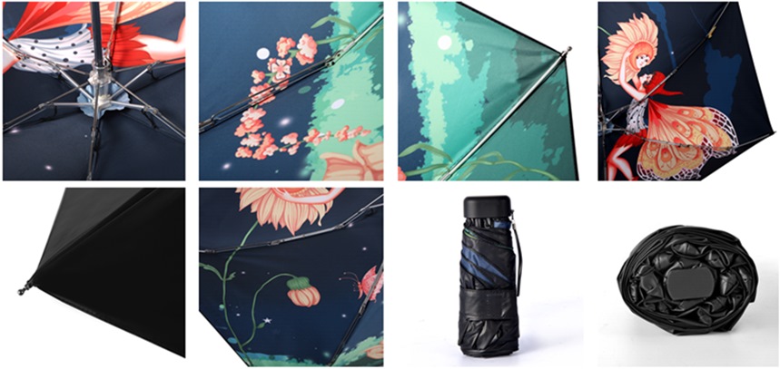 Printed folding umbrella