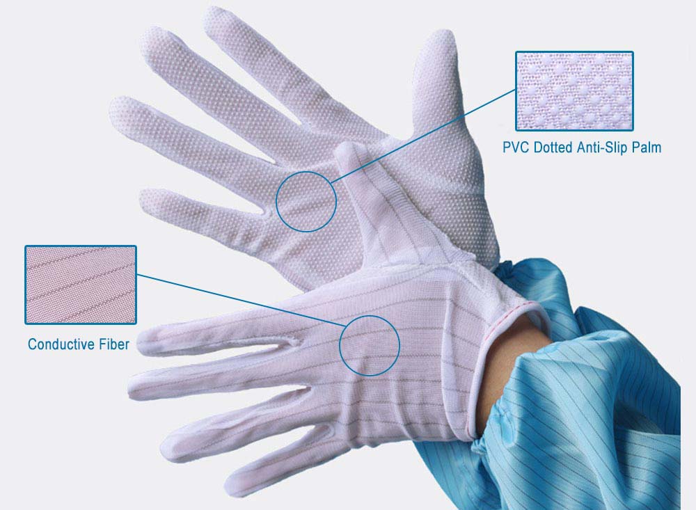 Cleanroom ESD PVC Dotted Palm Conductive Gloves Cleanroom ESD PVC Dotted Palm Conductive Gloves