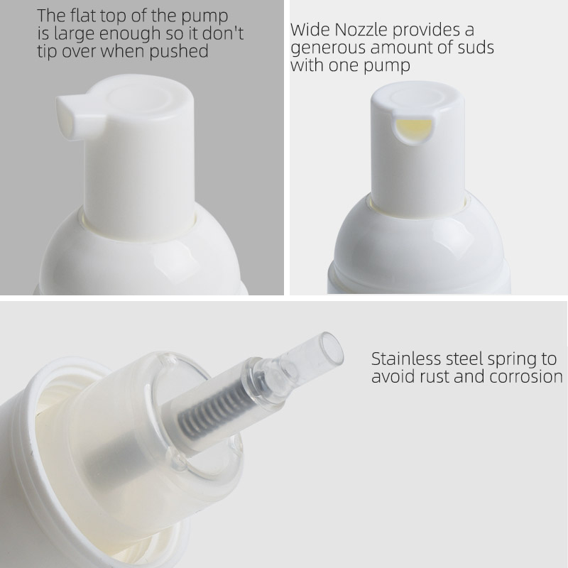 wide nozzle foam pump for facial cleanser