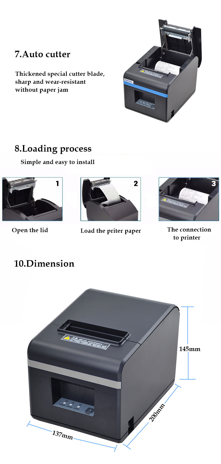thermal printer with auto cutter