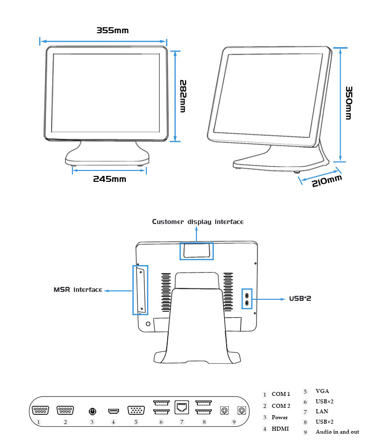 Multi-interface all in one pos Multi-interface all in one pos