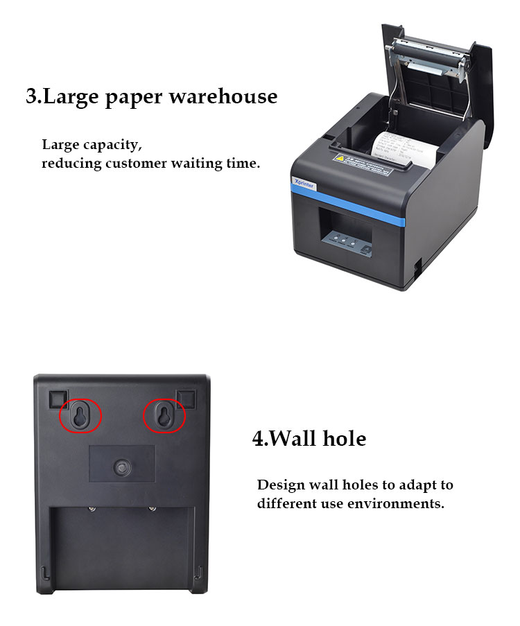 wall hole restaurant pos printer