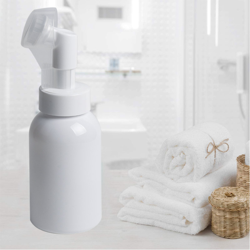 white foam pump with brush white foam pump with brush